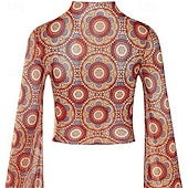 economico Cime-Retrò Vintage Anni &#039;70 Disco Crop Top Hippie Stampa Per donna Giorno dei Re Mascherata Festa / Sera Parata dell&#039;Orgoglio Mese dell&#039;orgoglio Adulti Top