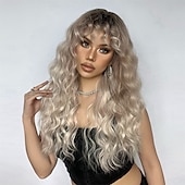levne Syntetické trendy paruky-Syntetické paruky Vlnitá Bouncy Curl Střední část Paruka 26&quot; Zlatavá Umělé vlasy Dámské Střední část Chladný Rozkošný Zlatá