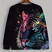 cheap Boy&#039;s 3D Animals-Boys 3D Graphic Tiger Sweatshirt Long Sleeve Spring Fall Fashion Basic Kids 4-12 Years Crew Neck Outdoor Casual Daily Regular Fit