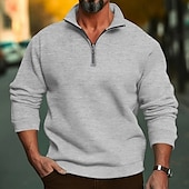 economico Felpe di base-Per uomo Felpa Felpa con cerniera a un quarto Aalbicocca Nero Bianco Rosso Grigio chiaro mezza cerniera Liscio Sportivo Giornaliero Per eventi Streetwear Essenziale Informale Primavera &amp; Autunno