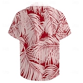 cheap Geometric Pattern-Men&#039;s Leaves Shirt Button Up Shirt Short Sleeve Tropical Fashion Hawaiian Outdoor Beach Summer Spring Turndown Print Button-Down Red Brown Beige Blue+Blue