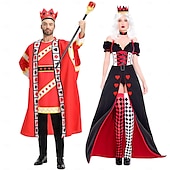 levne Kostýmy pro páry a skupiny-Alice in Wonderland Pohádka srdcová královna Červená královna Srdcový král Cosplay kostým Halloween skupinové kostýmy pro páry Dospělí Pánské Dámské Výkon Večírek předvečer Všech svatých Karneval