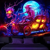 halpa halloween seinävaatteita-Halloween Mustavalotapsetri Pääkallon Auto UV-reaktiivinen Hohtava Pimeässä Hohto Bileet Psykedeelinen Koukuttava Hämärä Roikkuva Tapestri Seinätaide Maalaus Olohuone Makuuhuone