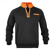 Men's Sweatshirt Quarter Zip Sweatshirt Black Navy Blue Fuchsia Light Grey Dark Gray Half Zip Color Block Patchwork Sports & Outdoor Daily Holiday Polyester Streetwear Basic Casual Spring & Fall 25