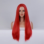 economico Parrucche da festa-Parrucca del costume cosplay Liscio Parte di mezzo Parrucca Lungo Rosa chiaro Rosso bordeaux Oro pallido Oro latte giallo lino Capelli sintetici Per donna Biondo Rosa Rosso