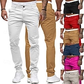 billiga Chinos-Herr Långbyxor Kinesiska Byxor Joggarbyxor Rakt ben Geometri Andningsfunktion Mjuk Ankellång Hem Dagligen Stylish Klassisk Stil Smal Svart Vit Medium Midja Microelastisk