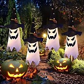 abordables Halloween en Plein Air-Décorations d&#039;Halloween à suspendre, fantômes éclairés, veilleuses LED pour extérieur et intérieur, pour patio, arbre, jardin, fête d&#039;Halloween, décoration de la maison, 1/2/4/8 pièces