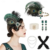 preiswerte Zubehör und mehr-Vintage 1920er Der große Gatsby Flapper-Stirnband Zubehörset Charleston Hochzeitsgast Feder Mode Kostüm Damen Maskerade Hochzeitsempfang Junggesellinnenabschiedsparty Festival Erwachsene Handschuhe