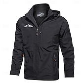 baratos jaquetas e casacos gráficos masculinos-Homens Estampas Abstratas Montanha Blusão Capa de chuva Casaco Shell Prova-de-Água Leve Casual Esportes Acampar e Caminhar Bordado Bolsos laterais Zip Frente Outono Inverno Com Capuz Manga Longa