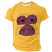 お買い得  アニマルプリントTシャツ-男性用 猿 Tシャツ 半袖 Tシャツ 3Dプリント クルーネック シャツ ファッション アスレイジャー ストリート スポーツ・アウトドア ブラック ホワイト イエロー 夏 春 衣類 S M L XL XXL XXXL