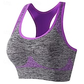 baratos Sutiã Esportivo-Mulheres Sustentação Leve Sutiã Esportivo Sutiã de corrida Costas Nadador Sem Aros Good Top Acolchoado Ginástica Esportes Relaxantes Corrida Respirável Leve Macio Azul Cinza Escuro Roxo Cor Sólida