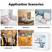 economico Elettrodomestici-termometro igrometro termometro intelligente per la casa lcd retroilluminato con supporto staccabile sensore di umidità della temperatura digitale monitoraggio in tempo reale registrazione zigbee wifi