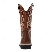 levne Cowboy &amp; Western Boots-pánské klasické hnědé westernové kovbojské boty – odolná kůže s detailní výšivkou pro outdoorové i běžné nošení