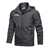 baratos jaquetas e casacos gráficos masculinos-Homens Estampas Abstratas Montanha Blusão Capa de chuva Casaco Shell Prova-de-Água Leve Casual Esportes Acampar e Caminhar Bordado Bolsos laterais Zip Frente Outono Inverno Com Capuz Manga Longa