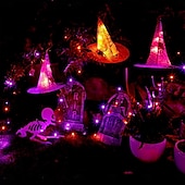 economico Luci di Halloween-8 pezzi di luci per appendere alberi da esterno con telecomando per cappello da strega di Halloween, 40 LED, alimentati a batteria, per feste di Halloween, giardino, cortile, balcone