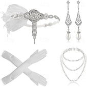preiswerte Zubehör und mehr-Vintage 1920er Der große Gatsby Flapper-Stirnband Zubehörset Charleston Hochzeitsgast Feder Mode Kostüm Damen Maskerade Hochzeitsempfang Junggesellinnenabschiedsparty Festival Erwachsene Handschuhe