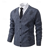 preiswerte Herren Strickjacke-Herren Strickjacke Kurzer Pullover Strickpullover Herren Pullover Gerippt Stricken Standard Knopf hoch Seitentaschen Bogengimpe V Ausschnitt Modisch Klassisch Freizeitskleidung Verabredung Bekleidung