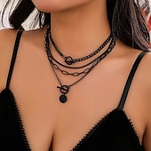 cheap Necklaces-Choker Necklace Chrome Women&#039;s Punk Vintage Fashion Layered Heart Star Geometric Heart Shape Necklace For Party Halloween Street