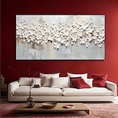 preiswerte Blumen-/Botanische Gemälde-handgemachtes großes 3D-Blumenölgemälde auf Leinwand, handgemaltes weißes Kirschblütengemälde, großes Wandkunstgemälde, handgemachtes Palettenmessergemälde, strukturiertes Acrylgemälde,