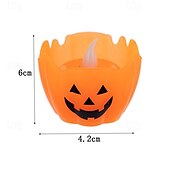 preiswerte Halloween Requisitenbeleuchtung-Halloween-Kürbislichter mit flackerndem LED-Kerzenlicht, Halloween-Jack-o-Lantern-Schneekumpel-Ornament für Schreibtisch und Garten, die Denkerstatue, Regenbogen-Party-Anzieh-Requisiten, 6/12 Stück