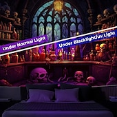 cheap Halloween Wall Tapestries-Halloween Blacklight Tapestry Haunted Castle UV Reactive Glow in the Dark Glow Party Trippy Misty Haunted House Hanging Tapestry Wall Art Mural for Living Room Bedroom