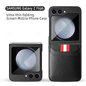 economico Cover Samsung-telefono Custodia Per Samsung Galaxy Z Flip 6 Z Flip 5 Copertura Posteriore con Proteggi Schermo Slot per Carte Resistente agli urti Retrò PC Pelle PU