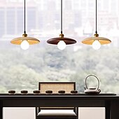 cheap Pendant Lights-LED Pendant Light 28cm 1-Light Wooden Retro Farmhouse Modern E26/E27 Pendant Lantern Design Ceiling Light 5W Fixture for Kitchen Island Dining Room Hallway Bedroom Living Room 110-240V