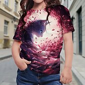 preiswerte Mädchen 3D Tiere-Mädchen 3D Graphic Katze T-Shirt Kurzarm Sommer Frühling Modisch Basic kinderkleidung 4-12 Jahre Rundhalsausschnitt Outdoor Casual Täglich Regular Fit