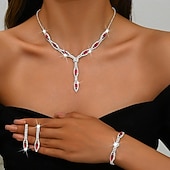 halpa Korusetit-Korusetti 4kpl Tekojalokivi Metalliseos Korvakorut Kaulakorut rannekorut Naisten Tyylikäs söpö tyyli siro Geometrinen Geometrinen Korusetti Käyttötarkoitus Häät Vuosipäivä Ystävänpäivä