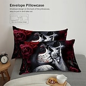 cheap Duvet Cover Sets-Gothic Cool Skull Floral Print 3-Piece Duvet Cover Set Bedding Set - Unique and Artistic Design - Includes Duvet Cover and Pillowcases - Soft and Durable Fabric - Perfect for Adding an Edgy Touch to Your Bedroom Decor