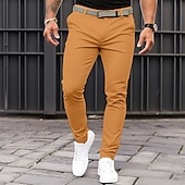 voordelige Chinos-Voor heren Broek Chinese Chino broek Vrijetijdsbroek Voorvak Effen Comfort Ademend Casual Dagelijks Feestdagen Modieus Basic Pompoen Zwart