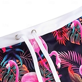 cheap Animals &amp; Birds-Men&#039;s Flamingo Bird Swim Trunks Swim Shorts Board Shorts Mid Waist Fashion Designer Surfing Holiday Beach Pocket Drawstring Elastic Waist Designer Clothing Apparel