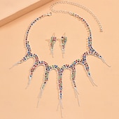billige Smykkesett-Smykke Sett 3 stk Strass Legering Øredobber Halskjeder Dame Elegant Årgang Nydelig geometriske Geometrisk Form Smykkesett Til Bryllup Fest jubileum