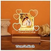 preiswerte Geschenke-personalisierter Nachtlicht-Fotorahmen in Herzform, LED-Nachtlicht zur Hochzeit – individuelle Foto-Acryl-USB-Lampe, romantisches Geschenk zum Hochzeitstag, Geburtstag, perfekt für Paare und Freunde