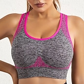 baratos Sutiã Esportivo-Mulheres Sustentação Leve Sutiã Esportivo Sutiã de corrida Costas Nadador Sem Aros Good Top Acolchoado Ginástica Esportes Relaxantes Corrida Respirável Leve Macio Azul Cinza Escuro Roxo Cor Sólida
