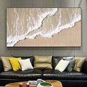 tanie Pejzaże-ręcznie robione fale oceanu grube obrazy olejne na płótnie obraz w odcieniach ziemi brązowy obraz teksturowana sztuka ścienna sztuka ścienna sofa bez ramki