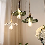 abordables Luces de isla-Lámpara colgante LED de 1/2/3 luces, lámpara colgante de vidrio vintage, candelabros ajustables en altura, ambiente sencillo, adecuado para pasillos de dormitorio, cafetería, loft, 85-265v