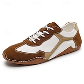 ieftine Adidași Bărbați-adidași sport de piele de căprioară, verzi și albi, pentru bărbați, cu design cu șireturi - comozi și stilați pentru ținute casual și atletice