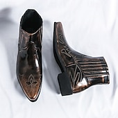 tanie Botki-męskie, zabytkowe, brązowe, skórzane botki z zachodnimi przeszyciami, stylowe i trwałe, idealne na codzienne i eleganckie okazje