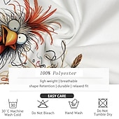  Ανδρικά Νεοσσός Αστείος Μπλουζάκι Μακρυμάνικο Κοντομάνικη μπλούζα 3D εκτύπωση Στρογγυλή Ψηλή Λαιμόκοψη Πουκάμισο Υψηλής Ποιότητας Ρετρό / Βίντατζ Δρόμος Causal Καθημερινά Μαύρο Λευκό Κίτρινο