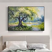 preiswerte Landschaftsgemälde-Handgemalte Leinwand Ölgemälde Kirschblüten Wandkunst Landschaft Blütenbaum rustikale Leinwand extra großes Dekor Geschenk kein Rahmen