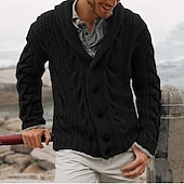 preiswerte Herren Strickjacke-Herren Strickjacke Kurzer Pullover Zip Pullover Reißverschluss Strickpullover Gerippt Stricken Standard Knopf hoch Tasche Glatt Schalrevers Modisch Klassisch Freizeitskleidung Verabredung Bekleidung