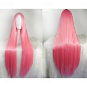 cheap Party Wigs-Black Wigs for Women The Addams Family Wig Long Black Wig Cosplay Wig Synthetic Wig Cosplay Wig Long Azure Light Brown Lake Blue Blonde Pink Synthetic Hair 34 Inch Women&#039;S Halloween Wigs