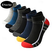economico calzini da uomo-Per uomo 6 paia Confezioni multiple Calzini Calzini da corsa Calzini casual Nero Rosso Colore Color Block Sportivo Giornaliero Da mare Di base Medio spessore Primavera Autunno Di tendenza Informale