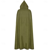 baratos Capa &amp; Capa-Retro Vintage Punk e gótico Medieval manto com capuz Xales Ranger Elfo Côr Sólida Fantasia Homens Mulheres Celta Viking Fantasia Dia Das Bruxas Carnaval Baile de Máscaras Festa / Noite Adulto Capa