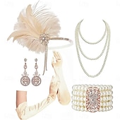 abordables Accesorios y más-Vintage 1920s El gran Gatsby Diadema de estilo flapper Conjunto de accesorios charlestón Invitado a la boda Pluma Moda Mujer Mascarada Recepción de Boda Despedida de Soltera Festival Adulto Pulsera