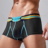 preiswerte Boxershorts für Herren-Herren 1 pc Unterwäsche Boxer Boxer-Shorts Nylon Atmungsaktiv Weich Komfortabel Farbblock Buchstabe Mittlere Hüfthöhe Schwarz Weiß