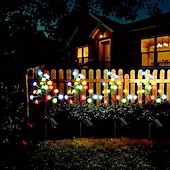 economico Luci paesaggistiche-luci solari da giardino esterne 20 led luci decorative solari a forma di loto 8 modalità di illuminazione luci solari impermeabili per esterni luci solari da giardino per prato (colorate) 1/2 pezzi