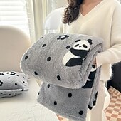 abordables Couvertures de lit-Couverture de lit en velours de coton avec motif panda - ultra douce et confortable pour un confort en toute saison - imprimé panda adorable et fantaisiste - parfait pour ajouter une touche de fun à votre chambre