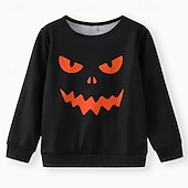 billiga Pojkes Halloween kostymer-Halloween Pojkar 3D Grafisk Spöke Tröja Långärmad Vår Höst Mode Grundläggande Polyester Barn 4-12 år Rund hals Utomhus Ledigt Dagligen Normal
